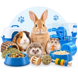 Small Animals sitting beside Small Animals  food and accessories