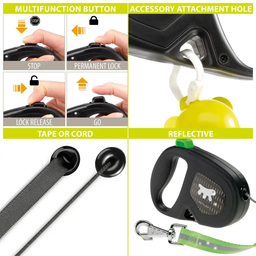 Ferplast Flippy One Reflex Cord Medium-Acid Green (8).webp