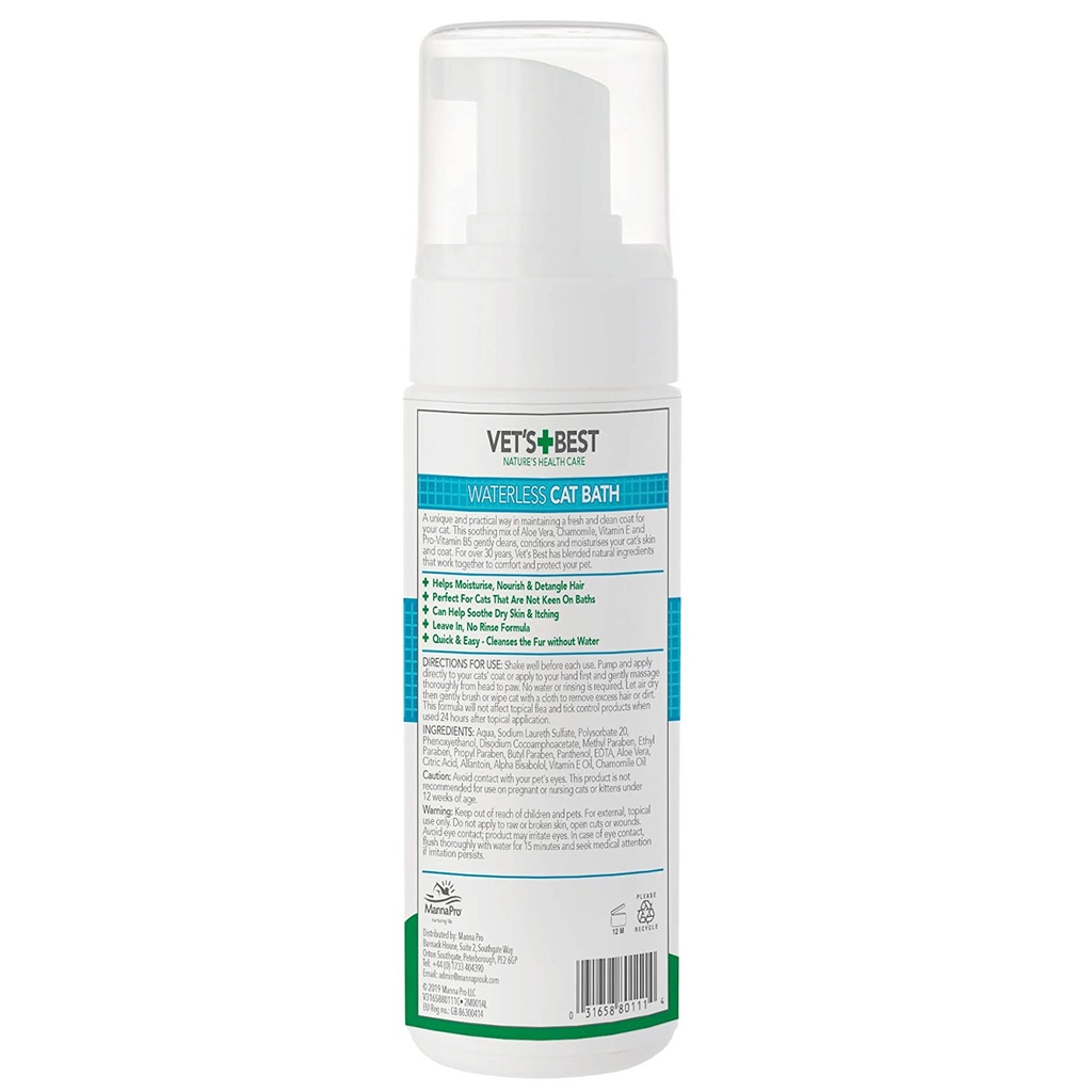 Vet's Best Waterless Cat Bath Shampoo 4oz