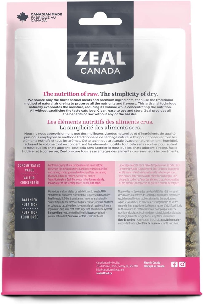Zeal Canada Gently Air-Dried Grain Free Cat Food Salmon and Turkey Recipe 400g