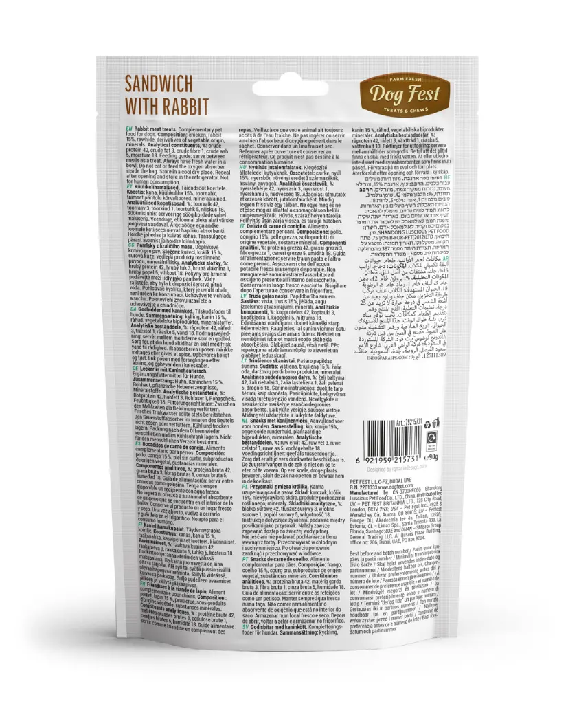 Dog Fest Dental Treats For Adult Dogs -Sandwich -Rabbit 90g.webp