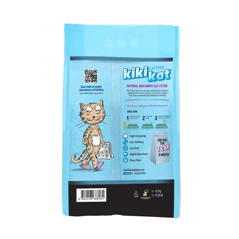 Kiki Kat White Bentonite Clumping Cat litter - Activated Carbon - 10L (8.7 KG)
