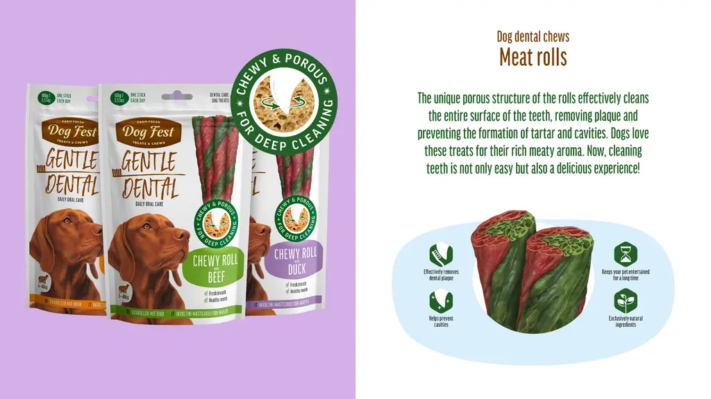 Dog Fest Dental Treats For Adult Dogs - Chewy Roll -Chicken 100g.webp