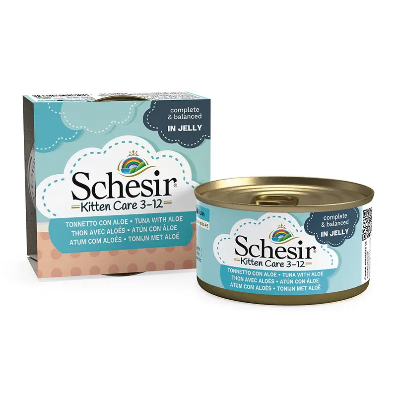 Schesir Kitten Care- Can In Jelly 3-12 Tuna with Aloe Wet Food 85g (Min Order - 14pcs).webp