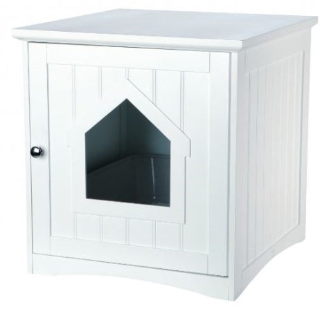Trixie Wooden Cat Litter Tray House - WHITE/49X51X51CM