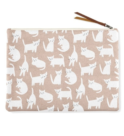 PetShop by Fringe Studio Miss Kitty Canvas Pouch - BEIGE/11X8