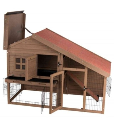 Trixie Natura Hutch with Covered Enclosure for Small Pets DARK BROWN/151X107X80CM