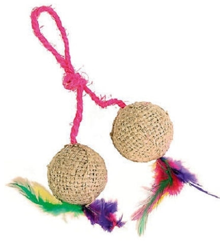Trixie Jute Balls On A Rope Cat Toy - 4.5CM