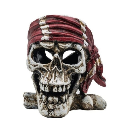 AquaSpectra Pirate Skull Red Bandana Aquarium Décor - 10X10X11CM