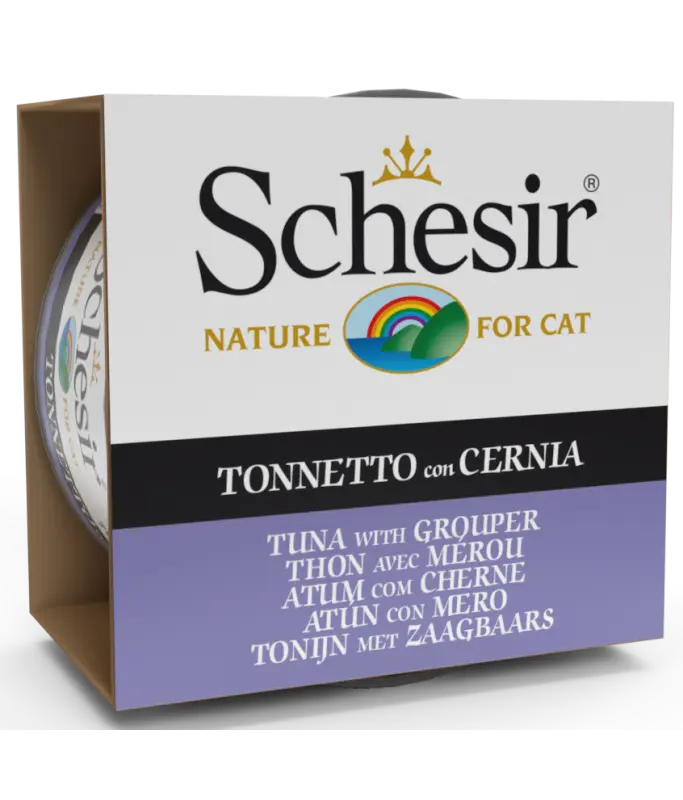 Schesir Cat Can Tuna With Grouper Wet Food In Jelly for Cats 85gm