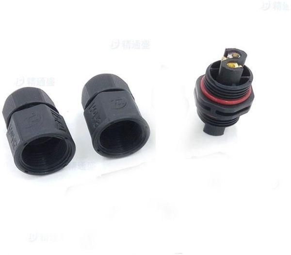 Outdoor Waterproof Cable Connector 3 Pin 15A 300V IP67 Nylon 5.5cm Solder or Screw Joint Black