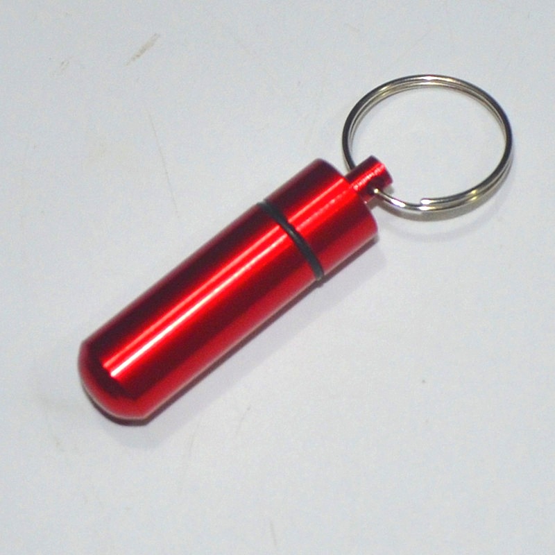 Pocket Pill Bottle Aluminum Vial Red