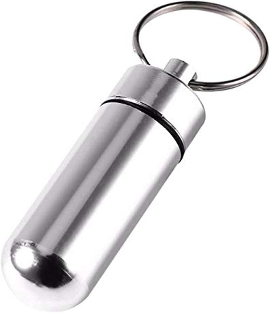 Pocket Pill Bottle Aluminum Vial Silver Color