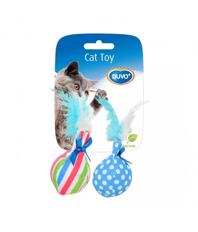 Duvo+ CATTOY Assortment balls with feather Mixed Colors