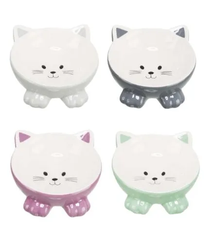 Trixie Elevated Ceramic Ergonomic Cat Bowl - DARK GREY/14CM