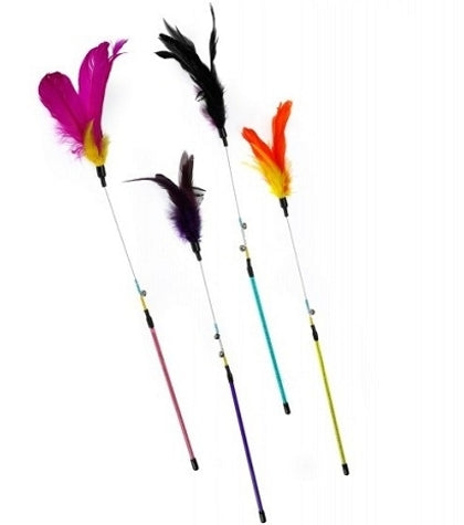 ebi Cat Fishing Rod Rosie Mixed Colours Cat Toy - YELLOW/60CM