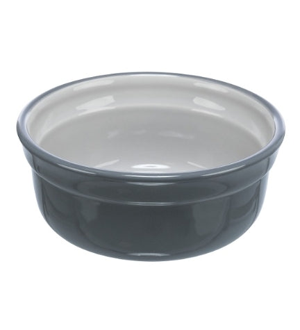 Trixie Plain Ceramic Dog Bowl - GREY/13CM