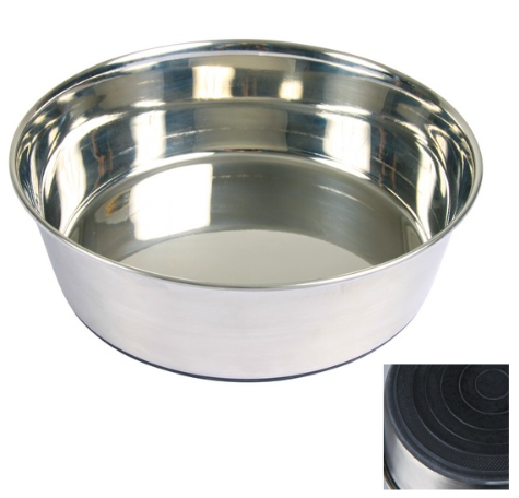 Trixie Stainless Steel Bowl with Rubber Base for Dogs - 1.7L