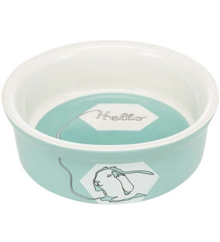 Trixie Comic Rabbit Ceramic Bowl for Small Pets - TURQUOISE/11CM