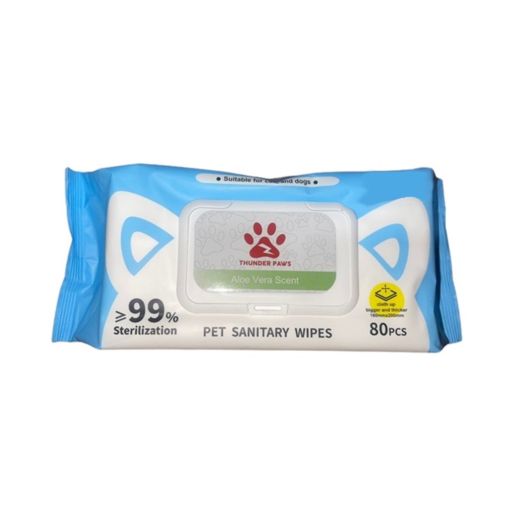 Thunder Paws Aloe Vera Sanitary Pet Wipes - 80PCS
