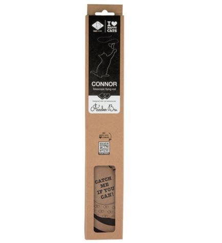 D&D Home I Love Happy Cats Connor Telescopic Flying Rod & 3 Preys Cat Toy - BEIGE/48X2.5CM