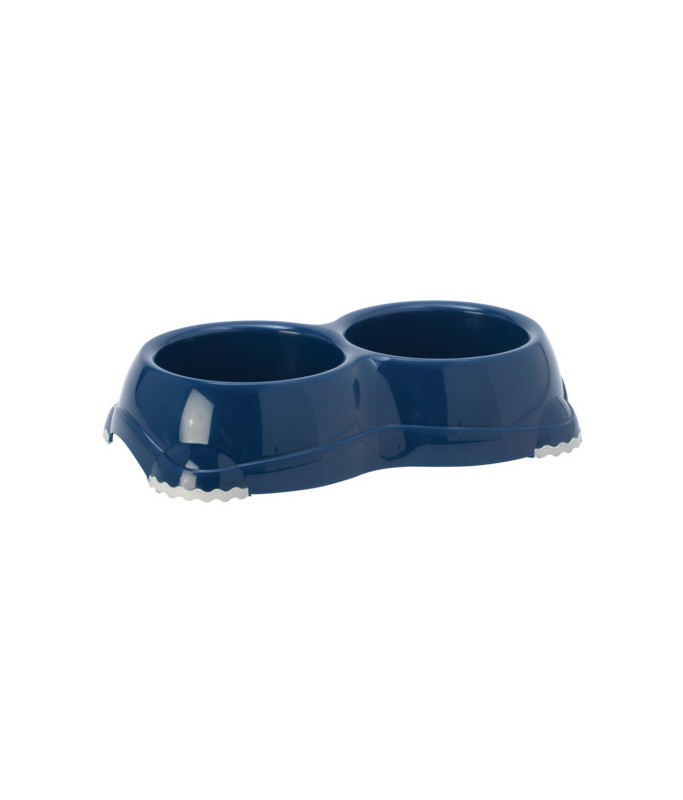 Moderna Double Smarty Plastic Non Slip Pet Food Bowl Royal Blue Color Medium