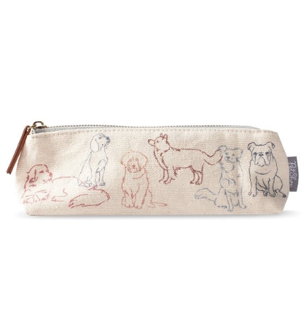 PetShop by Fringe Studio Thoughtful Dogs Canvas Pencil Case - WHITE/9.25X2.5X2.5