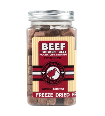 KIWI WALKER Freeze Dried Beef+Chicken+Beetroot Cats & Dogs Treats - BEEF/90G
