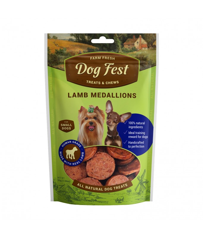 Dog Fest Farm Fresh Treats & Chews Small Dogs Made with Real Lamb Meat 55gm