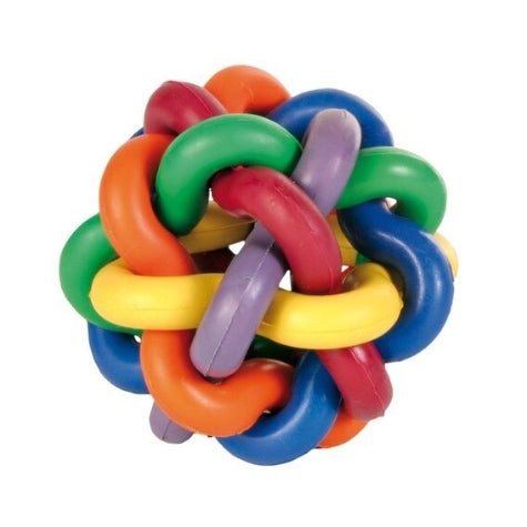 Trixie Colourful Knotted Rubber Ball Dog Toy - 10CM
