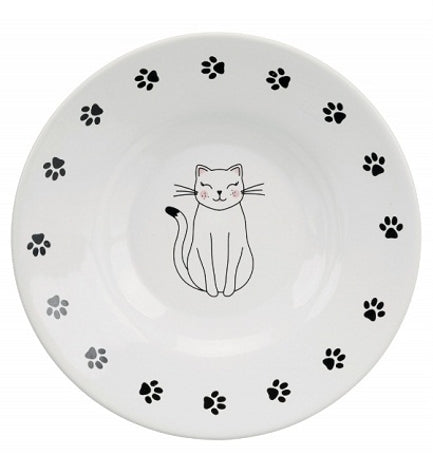 Trixie Ceramic Bowl Paw Print for Short-Nose Cat Breeds - 15CM