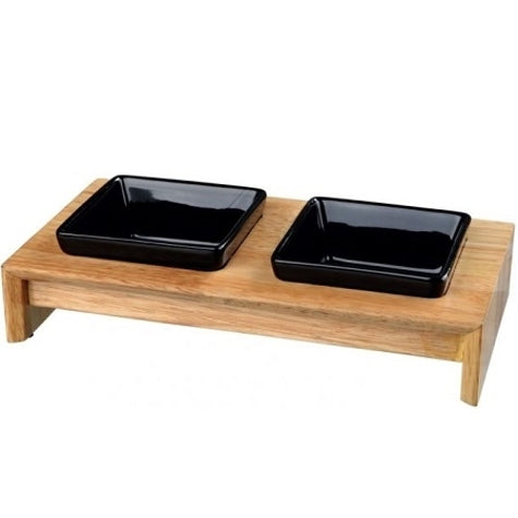 Trixie Ceramic Bowls on Wood Stand for Dogs - 2X400ML