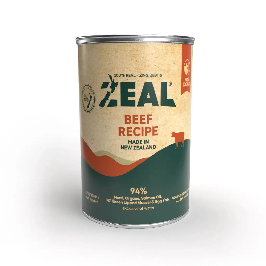 Zeal Grain Free Canned Dog Food Beef Recipe 390gm