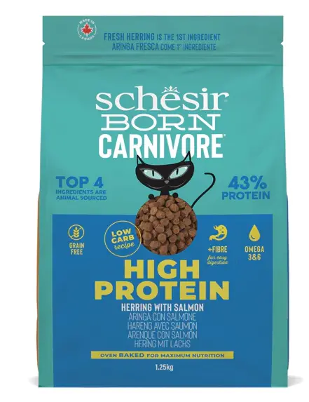 Schesir Born Carnivore Grain Free Oven Baked Dry Cat Herring & Salmon 1.25kg
