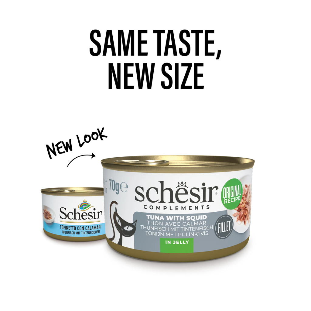 Schesir Complements Cat Wet Food  in Jelly Can- Tuna With Squid 70g 