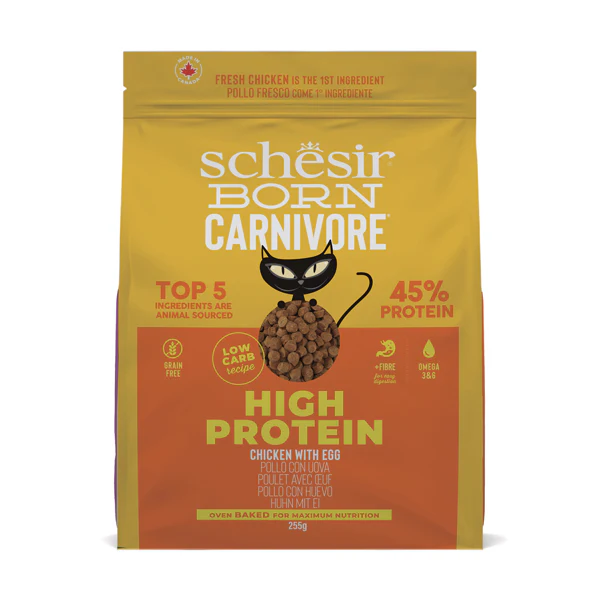Schesir Born Carnivore Grain Free Oven Baked Dry Food [High-Protein] For Cat - Chicken&Egg  255g