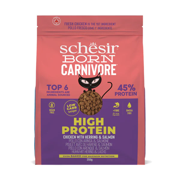 Schesir Born Carnivore Grain Free Oven Baked Dry Food [High-Protein] For Cat - Chicken & Herring  255g