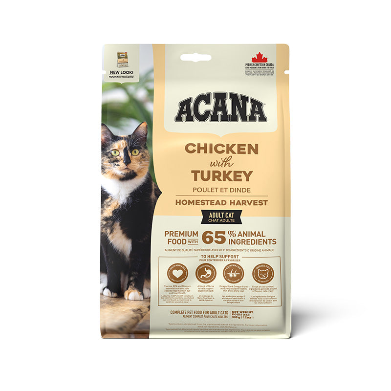 Acana Homestead Harvest Chicken with Turkey Dry Cat Food - 340G