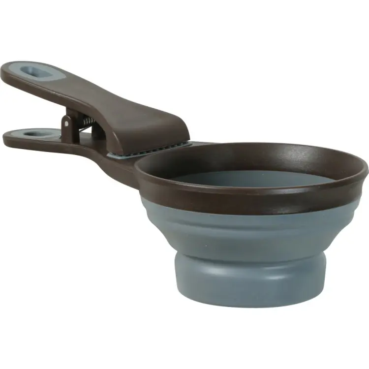 Zolux 2-in-1 Silicone Measuring Cup with Food Bag Clip Grey, 237 ml 