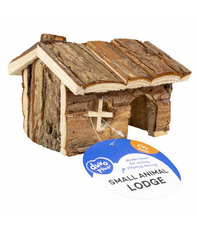 Duvo+ Small Animal Wooden Lodge Bark 15x11x12cm