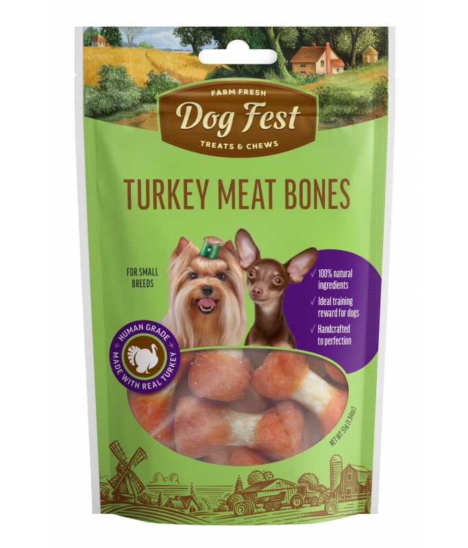 Dog Fest Turkey Meat Bones for Small Breeds 55gm