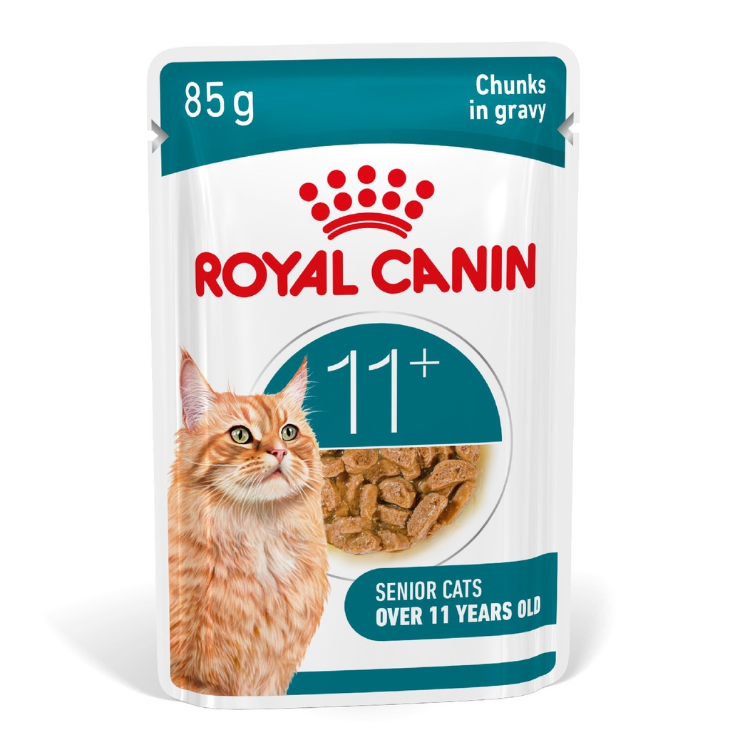 Royal Canin Ageing 11+ Senior Wet Cat Food Chunks in Gravy 12x85gm