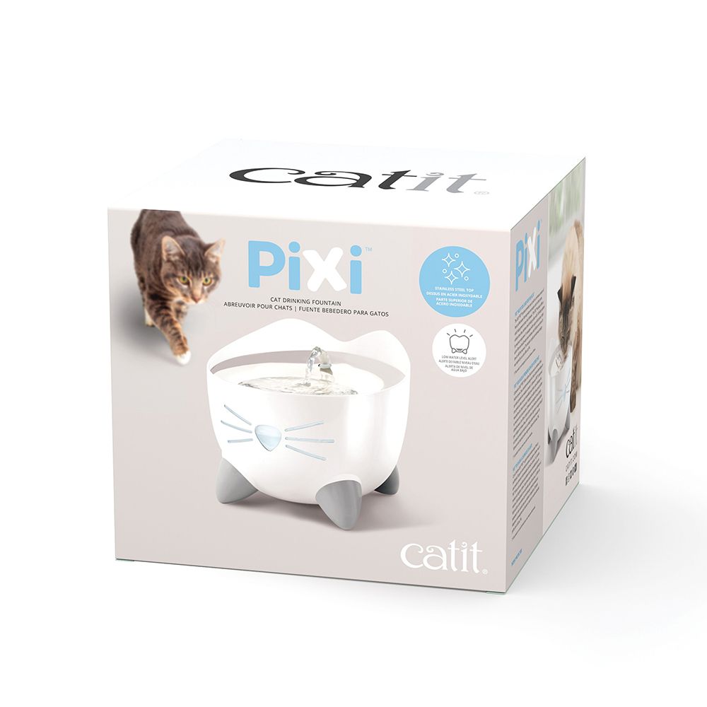 Catit Pixi Stainless Steel Top Water Fountain for Animals White, 2.5L