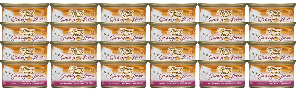 Purina Fancy Feast Gravy Lovers Chicken Canned Wet Cat Food 24x 3oz Cans