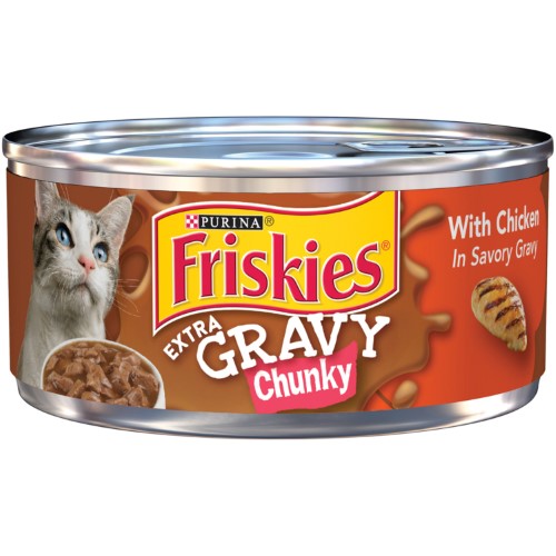 Purina Friskies Extra Chunky Gravy Soft Chicken Canned Wet Cat Food 24x 5.5oz Cans