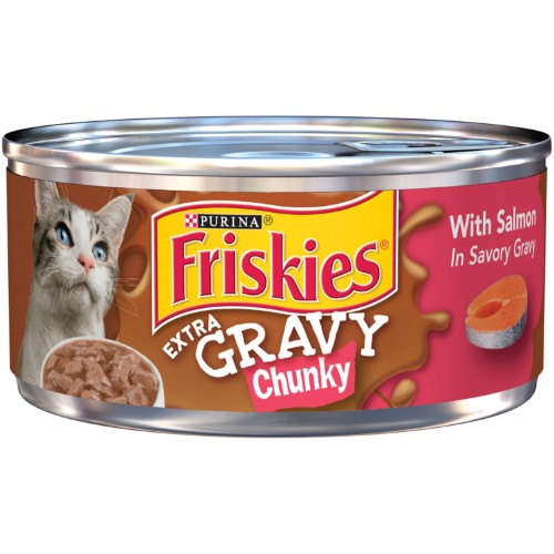 Purina Friskies Extra Gravy Chunky with Salmon in Savory Gravy Canned Wet Cat Food 24x 5.5oz Cans