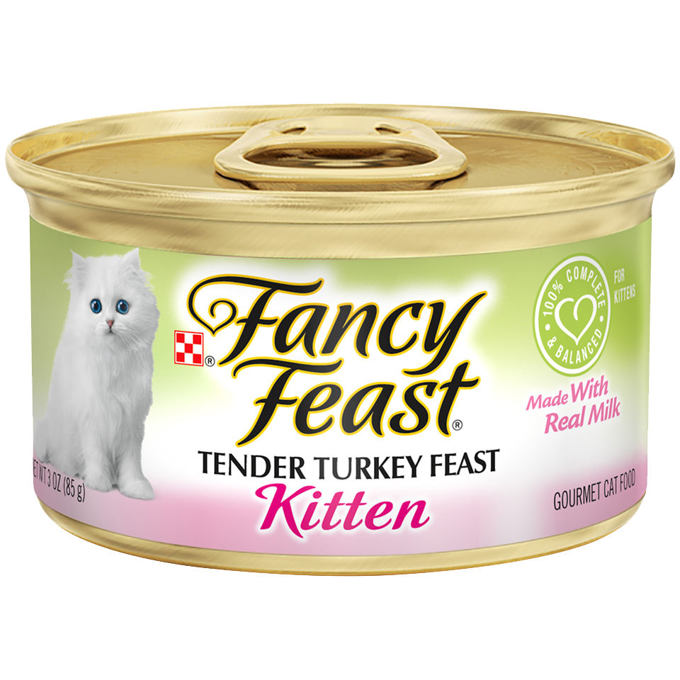 Purina Fancy Feast Kitten Food Tender Turkey Canned Wet Cat Food 24x 3oz Cans