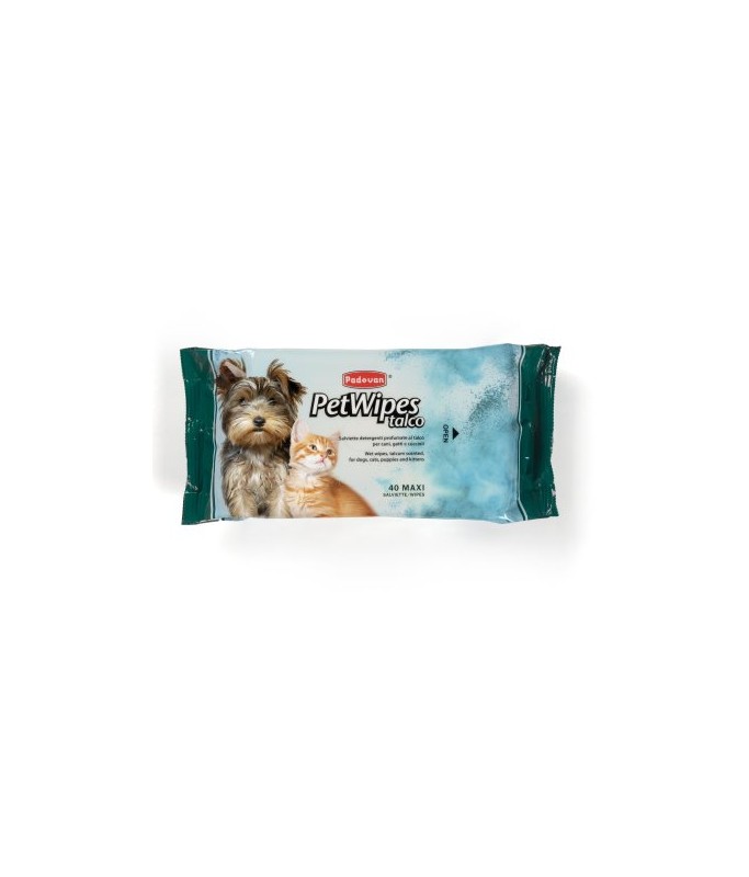Padovan Pet Talc Wet Wipes Talcum Scented for Dogs Cats Puppies And Kittens