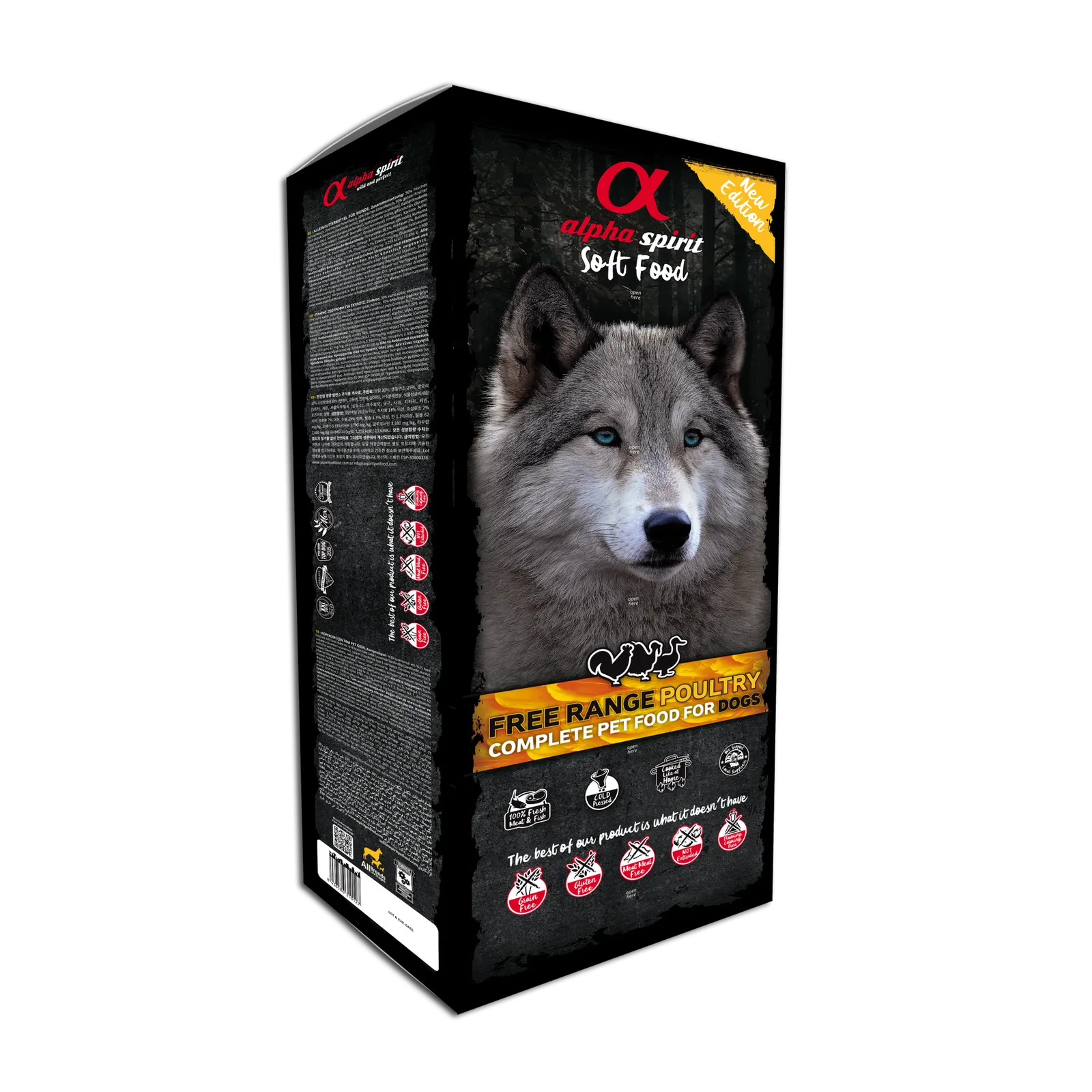 Alpha Spirit Soft Food for Adult Dogs Poultry 9 kg box (45 trays x 200 g)