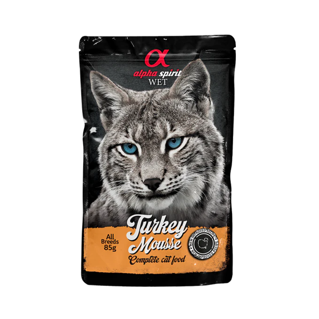Alpha Spirit Turkey Mousse for Cats, 24 x 85 g Pouches